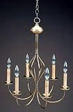 Hanging J-Arms Center Bulge Dark Antique Brass 6 Candelabra Sockets