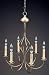 Hanging J-Arms Center Bulge Dark Antique Brass 6 Candelabra Sockets