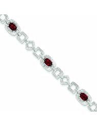 Genuine .925 Sterling Silver Diamond & Garnet Bracelet 11.6 Grams . 100% Satisfaction Guaranteed.
