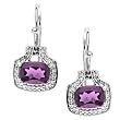 14K White Gold Amethyst and Diamond Earrings
