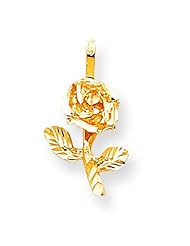 10K Yellow Gold Rose Charm Flower Jewelry FindingKing