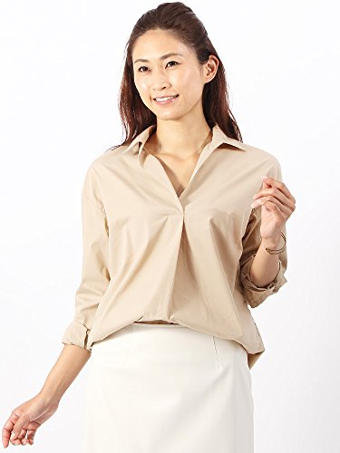 (ザ・スーツカンパニー) コットンタイプライター スキッパープルオーバーブラウス ベージュ