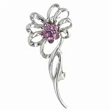 Purple Rhinestone Flower Pin Brooch