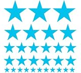 Set of 30 - Ice Blue Stars Vinyl Wall Graphic Decals Stickers