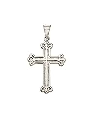 14K White Gold Large Cross Pendant with 18" Chain