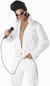 Mens Las Vegas Guy Costume Vintage Elvis Rock n Roll Star White Jeweled Jumpsuit Outfit