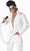 Third Party New : Mens Las Vegas Guy Costume Vintage Elvis Rock n Roll Star White Jeweled Jumpsuit Outfit