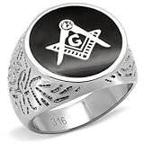 Isady - Mateo Acier - Bague homme Chevalière - Acier inoxydable - Franc-maçonnerie - Oxyde de zirconium et émail noir