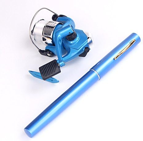 Mini Portable Adjustable Carbon Fiber&Alloy Pocket Fishing Rod Pole and Reel Combo, Travel Spinning Fishing Rod Pen Pole Telescopic Sea Rod and Reel £¨BLUE)