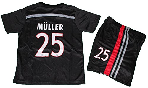 2014/2015 BAYERN MUNCHEN MUNICH FC BLACK THOMAS MULLER 25 FOOTBALL SOCCER KIDS JERSEY & SHORT