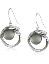 Sterling Silver Semi-Round Tahitian Cultured Pearl Earrings