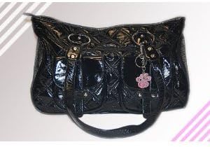 mpetDog Cat Faux-Leather Handbag Pet Carrier Tote 16" L x 10.5" H x 7" W Black