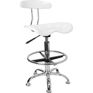Drafting Stool Bar Stool in White - LF-215-WHITE-GG by Flash Furniture