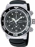  : Seiko Men's Black Dial Chronograph Diver Watch with Rubber Band Model SNDA13P2