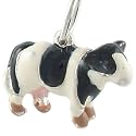 Black and White Dairy Cow 925 Sterling Silver and Enamel Traditional Charm