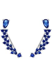 EVER FAITH&reg; 925 Sterling Silver Prong Cubic Zirconia Sweep Ear Vine Cuff Wrap Hook Earrings 1 Pair