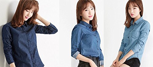 [Kapua] デニム ダンガリー シャツ 七分袖 カジュアル レディース