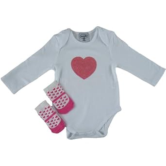 Mud Pie Baby Girl Newborn Heart Socks and Crawler Set