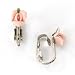 Bridal Pink Porcelain Rose Silver Tone Clip Earrings