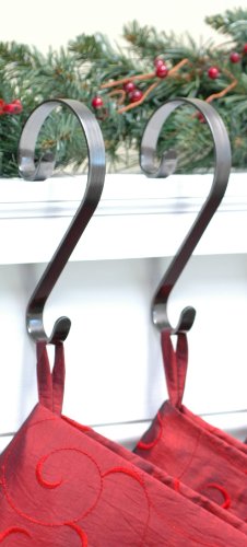 2-Piece Pewter Scroll Stocking Hanger Set