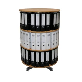 Pharao24 Ordnerdrehsäule Ordnersäule 3 Etagen 81 cm Buche