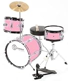 Pink Drum Set Junior Kids Complete Kit with Cymbal Stool and Sticks