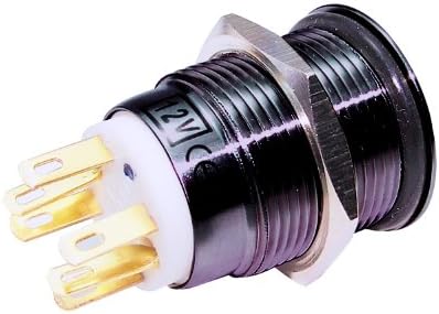 (Super Green Store) 1*12v 19mm Black Push Button Switch Blue Led Momentary Metal Flat