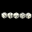 Koplow Set of 5 Loaded Dice 1-4-5 & 2-3-6, Opaque White with Black pips