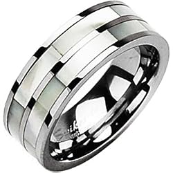Spikes Tungsten Carbide Dual Mother of Pearl Men's Ring