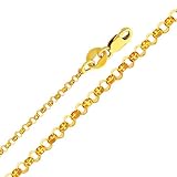14K Yellow Gold 1.6mm Classic Rolo Cable Chain Necklace with Lobster Claw Clasp