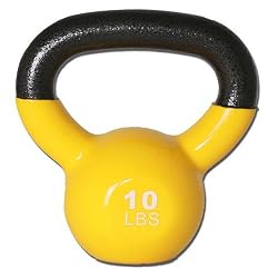GoFit 10-Pound Yellow Kettlebell with Vinyl Coating, Training DVD and Exercise Booklet
