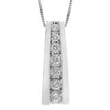 10k White Gold Ladder Diamond Journey Pendant Necklace (0.25 cttw, H-I Color, I2-I3 Clarity), 18