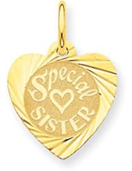 14k Yellow Gold Polished Special Sister Heart Sister Charm