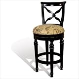 Windsor Swivel Bar Stool with Cross Back in Distressed Ebony Seat Height: 2 ....
