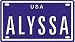 Golf Scooter
Alyssa USA mini metal embossed license plate name for bikes, tricycles, wagons, kids doors, golf carts, baby strollers, pedal cars. Over 400 names available. Type in