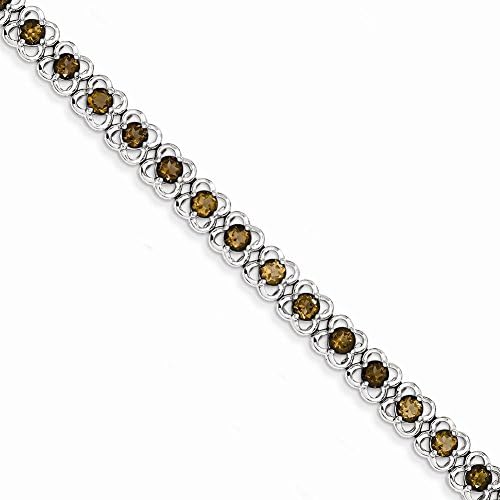 7" Sterling Silver Smokey Quartz Bracelet