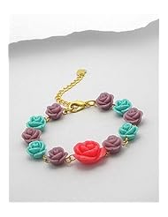 Rose Resin Bracelet In Brass