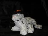 Ganz 4 Halloween Soft Spot White & Black Striped Kitten With Black Hat Plush Toy
