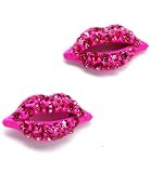 Kiss Me Lips - Pink Crystal Lips Earrings