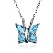 Sterling Silver Blue Topaz Butterfly Pendant, 18"