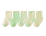 ベビーソックス 子供靴下 綿 厚手 秋冬 可愛い 男の子 女の子 星 月 5ペア グリーン（1-3歳）