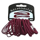 22 Burgundy Hair Slides & Hair Elastics AJ2467IMAGE