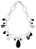 Sterling Silver Black Onyx & Hematite Drop Necklace, 18