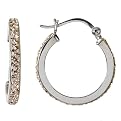 Sterling Silver Crystal Pave Hoop Earring - Champaign