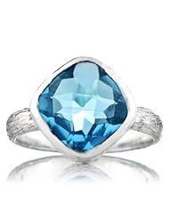 Celebrity Star Emitations Nevs Genuine Blue Topaz Cushion Cut Right Hand Ring Size 5