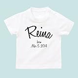 名入れ Tシャツ / ベビーサイズ [BT150] 90cm ホワイト×ブラックロゴ 出産祝い 誕生日 プレゼント おしゃれな 名前入り ベビー服