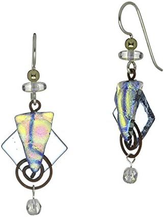 DeVeer Designs Decorative Fused Glass With Copper Spiral Earrings - Light