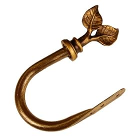 BCL Drapery Hardware 58LFHB Leaf Holdback, Set of 2, Antique Gold