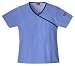 Maternity Uniforms - Dickies Women's Everyday Scrubs Contrast Mock Wrap Top, Ceil Blue, Small