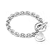 Sterling Silver Double Heart Tag Toggle Bracelet